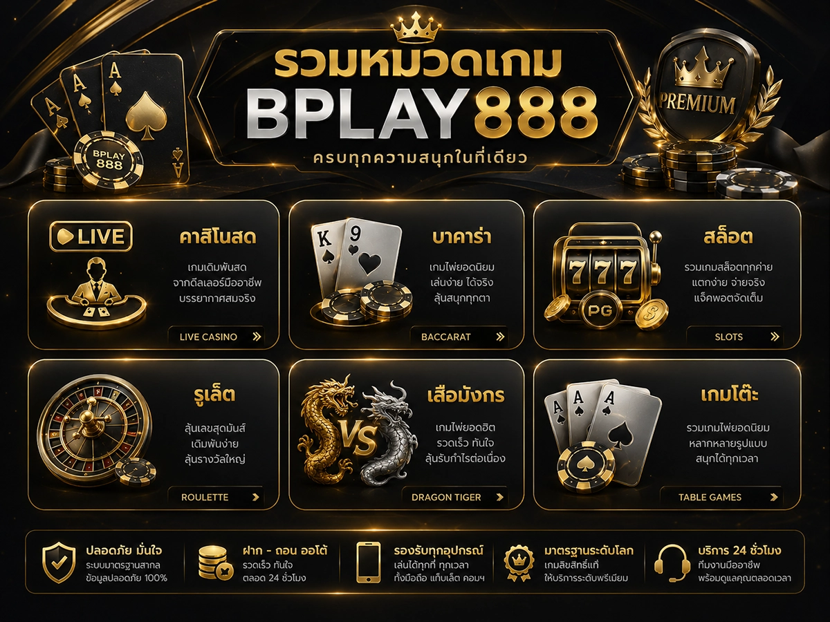 รวมหมวดเกมคาสิโนออนไลน์ทั้งหมดของ BPLAY888