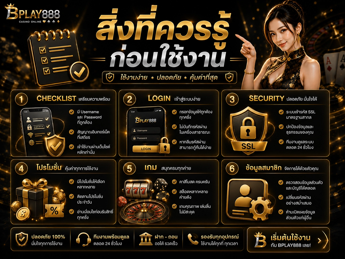 Checklist ก่อนใช้งาน BPLAY888